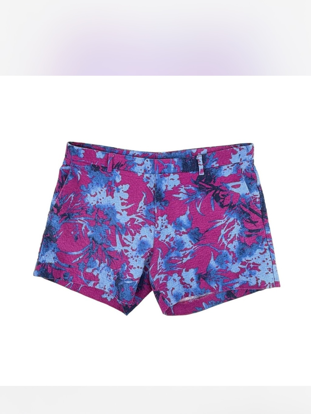 Banana Republic Womens Floral Print Cotton Chino Shorts 2 Blue Pink 4.5’ Inseem